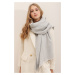 Trend Alaçatı Stili Women's Gray Wool-Mixed Patterned Shawl