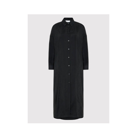 Simple Košeľové šaty SUD016 Čierna Relaxed Fit