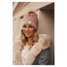 Ruffle hat with glitter and pink pompom