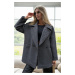 50406 Dewberry Herringbone Oversize Women Coat-ANTHRACITE