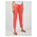 Coral shortened linen chino trousers with ORSAY binding - Women