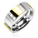 Oceľový prsteň s časťami zlatej farby - Veľkosť: 67 mm