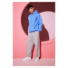 Trendyol Basic Blue Oversize/Wide-Fit Hooded Labeled Fleece Inner Sweatshirt