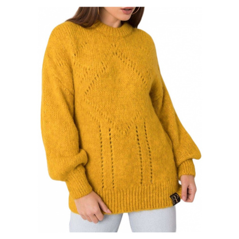 Tmavo žltý dámsky pletený pulóver
