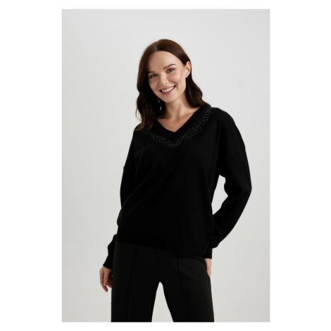 DEFACTO Regular Fit V-Neck Sweater