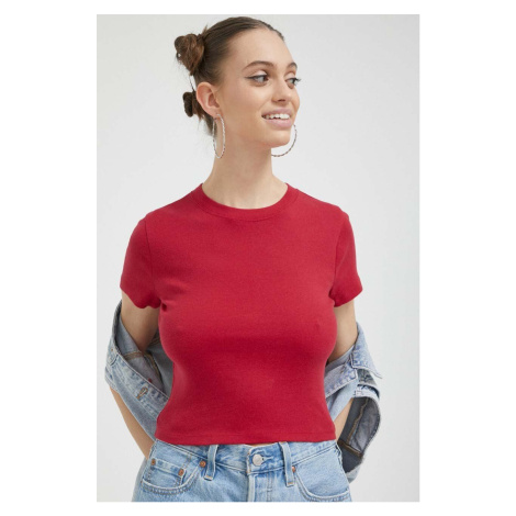 Bavlnené tričko Hollister Co. červená farba