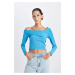 DEFACTO Fitted Body-hugging Off-the-shoulder Long-sleeved T-shirt