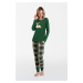 Zonda women's pajamas - long sleeves, long legs - green/print