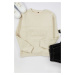 Trendyol Stone Oversize/Wide Cut Text Embroidered Sweatshirt