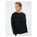 Koton Knitwear Sweater Crew Neck Textured Slim Fit Raglan Sleeve