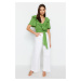 Trendyol Green Ruffle and Tie Detail Woven Blouse