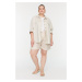 Trendyol Curve Beige Pleated Woven Shorts