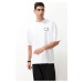 Trendyol White Oversize/Wide Cut Embroidered 100% T-Shirt