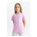 DEFACTO Girls Crew Neck Basic Short Sleeve T-Shirt