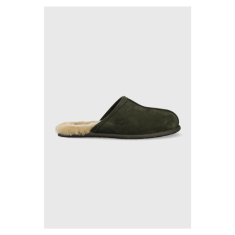 Semišové papuče UGG M Scuff zelená farba