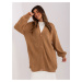 Camel Oversize Cardigan with Buttons