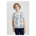 DEFACTO Boy's Crew Neck Patterned Short Sleeve T-Shirt