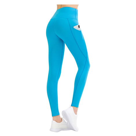 LOS OJOS Women's Turquoise High Waisted Double Pocketed Leggings
