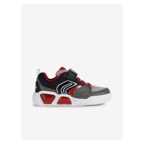 Red and Grey Boys Sneakers with Glowing Sole Geox - Boys