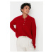 Trendyol Red Wide Fit Soft Textured Knitwear Sweater