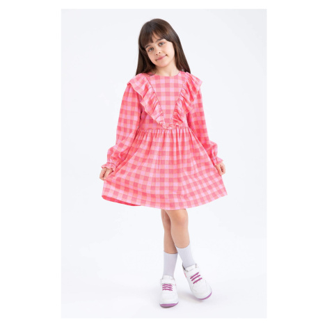 DEFACTO Girls Checked Long Sleeve Dress