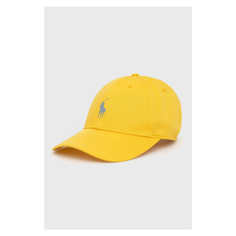Čiapka Polo Ralph Lauren žltá farba, s potlačou