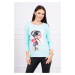 Blouse with graphics and colorful bow 3D mint
