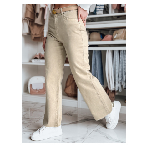 Spodnie damskie jeansowe wide leg LUXEFLOW beżowe Dstreet