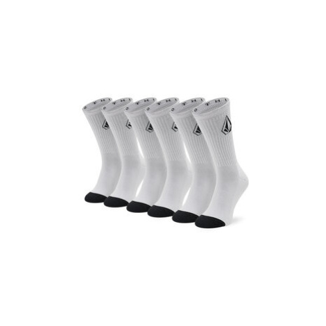 Volcom Súprava 3 párov vysokých pánskych ponožiek Full Stone Sock D6302004 Biela