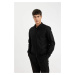 DEFACTO Regular Fit Oxford Pocket Detailed Long Sleeve Basic Plain Black Shirt