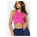 Trendyol Pink Seamless Fitted Barbell Neck Crop Stretch Knitted Blouse