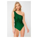 Trendyol Green One Shoulder Draped Regular Swimsuit