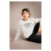 DEFACTO Boy's Crew Neck Printed Thick Sweatshirt