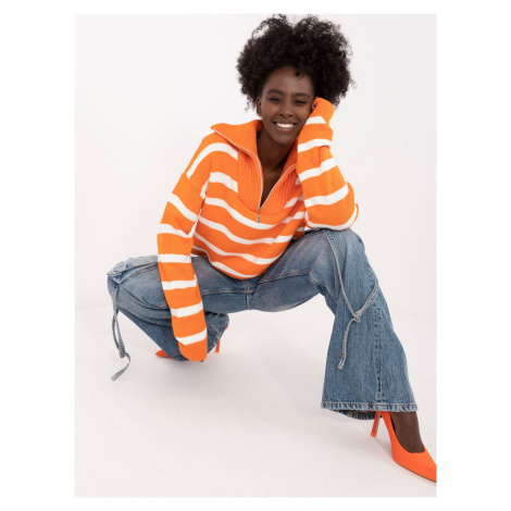 Orange women's sweater with collar