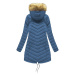 Čierno-svetlo modrá obojstranná dámska zimná bunda s kapucňou (W214BIG)