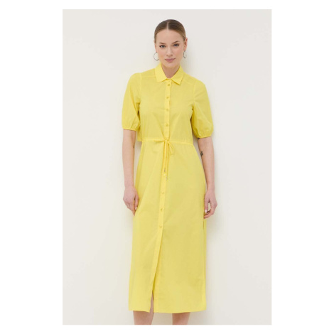 Bavlnené šaty Patrizia Pepe žltá farba, maxi, áčkový strih