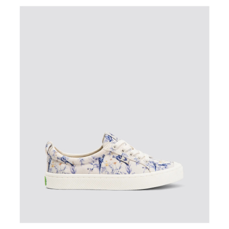 Cariuma OCA Low White Spectrum Blue Parrot Print Canvas Sneaker - White / Women 10.5 / Men 9