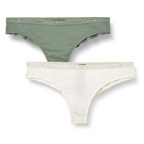 Dámske brazílske nohavičky 2 pack 163337 1A223 - 75910 - zelená/biela - Emporio Armani zeleno-bí