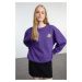 Trendyol Purple Thick Inside Fleece Printed Regular/Normal Fit Knitted Sweatshirt