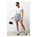 Trendyol Black Patterned Ruffled Hem Viscose Woven Shorts Skirt