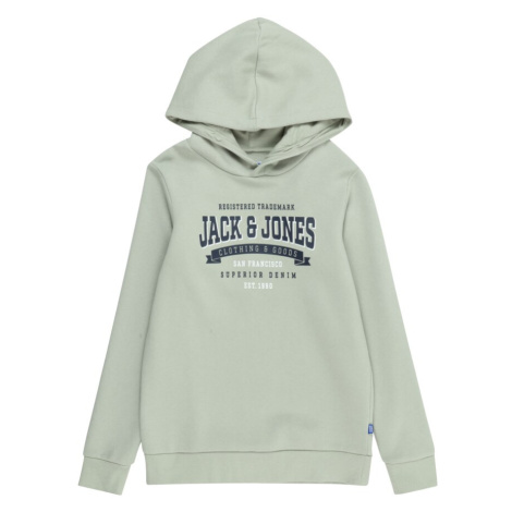 Jack & Jones Junior Mikina  námornícka modrá / pastelovo zelená / šedobiela