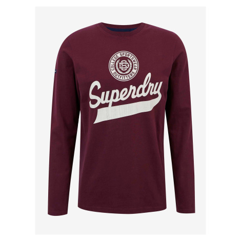 Vínové pánske tričko s potlačou Superdry