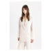 DEFACTO Relax Fit Jacket Collar Linen Blend Blazer Jacket