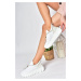 Fox Shoes White Knitwear Fabric Shimmer Detailed Women's Sports Shoes Sneakers.