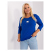 Cobalt blue women's blouse plus size with 3/4 sleeves