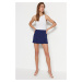Trendyol Navy Blue Super Mini Weave Short Skirt With Double Slits