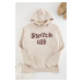 Trendyol Beige Oversize/Wide Cut Text Printed Sweatshirt