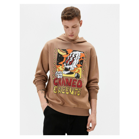 Koton Oversize Hoodie Skull Printed Label Detail