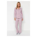 Trendyol Pink Multicolor Fleece Plaid Winter Knitted Pajamas Set