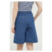 Rifľové krátke nohavice Love Moschino dámske, vzorované, vysoký pás